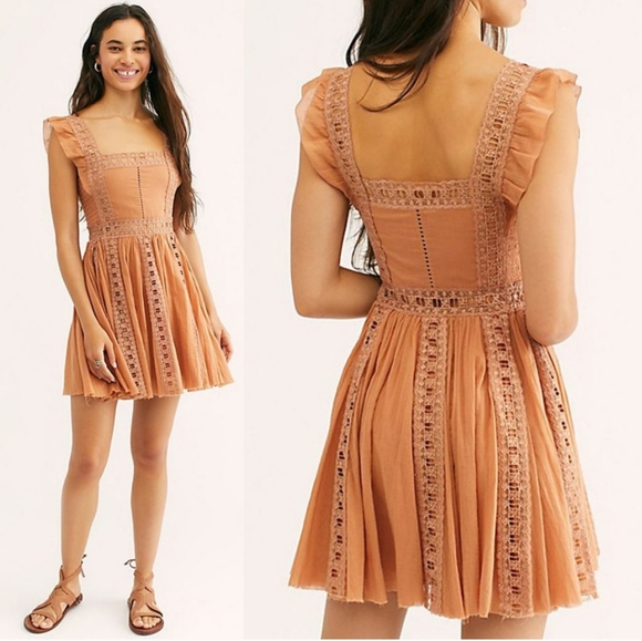 Free People Dresses & Skirts - Free People One Verona Crochet Dress Camel XS NWT
